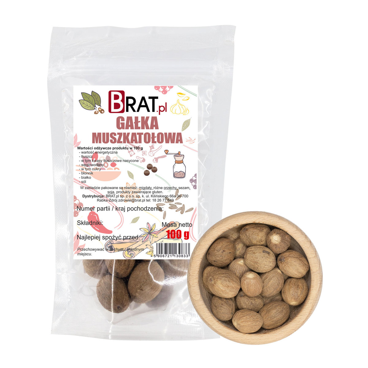 Gałka muszkatołowa około 30 sztuk 100g