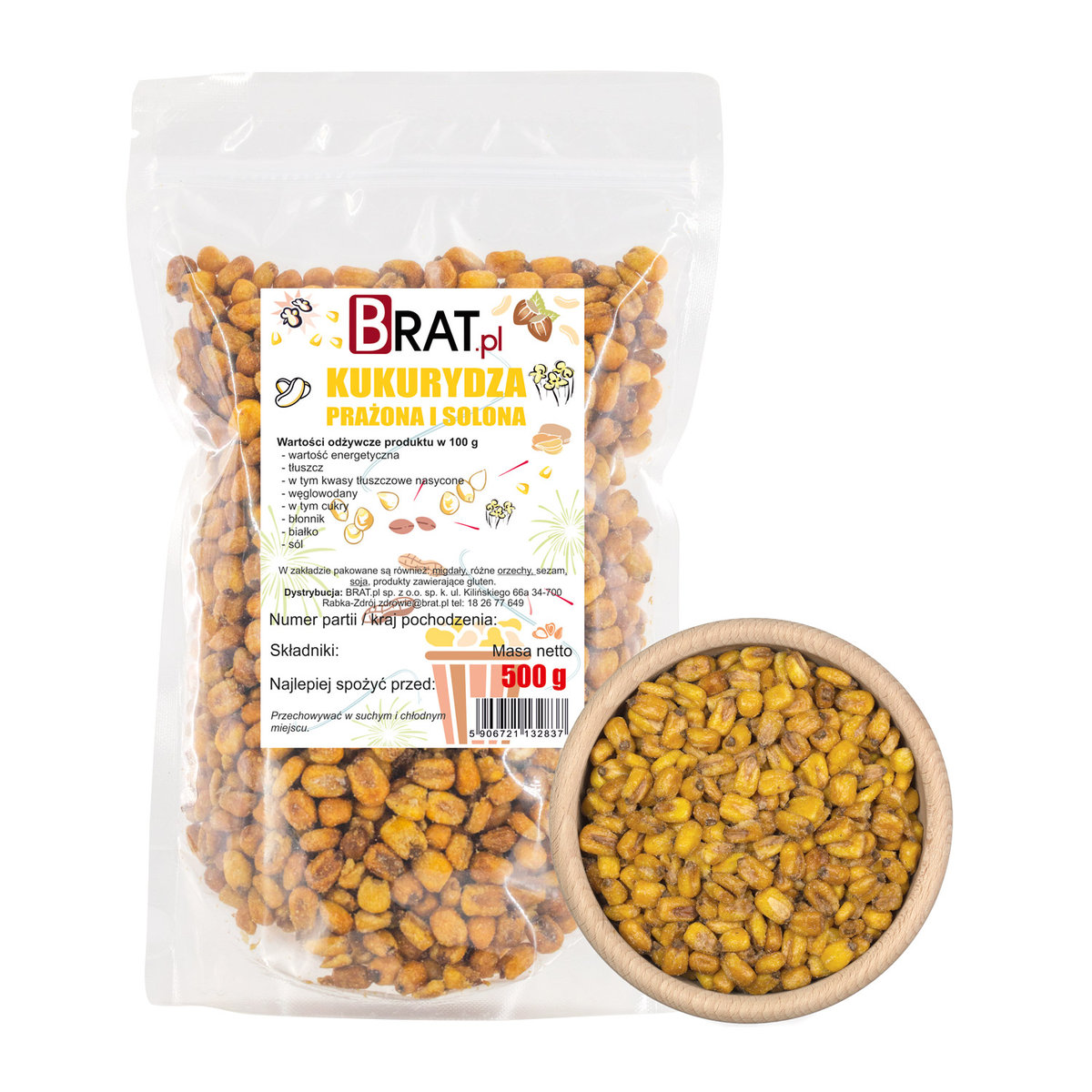 KUKURYDZA prażona solona 500g CHRUPIĄCA