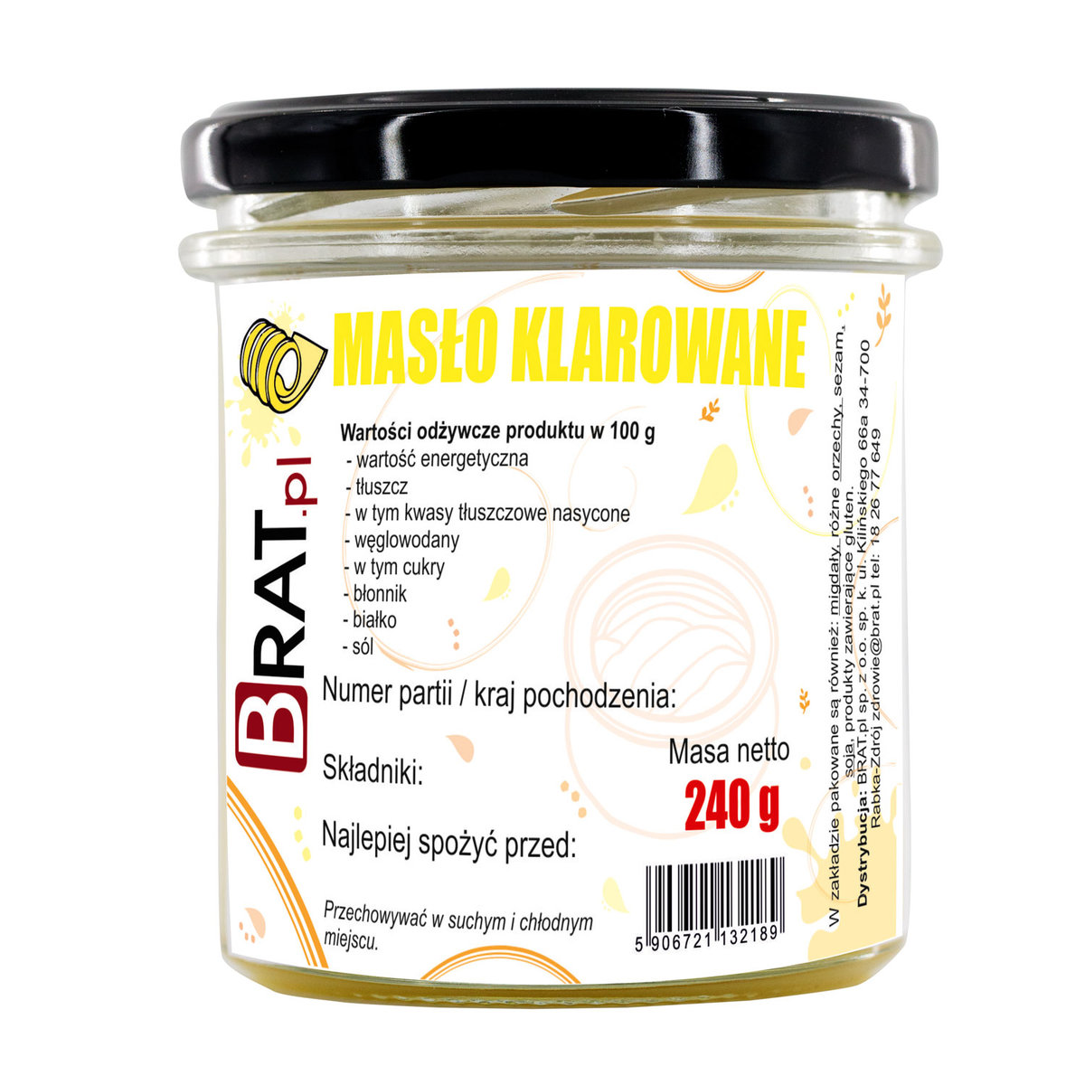 Ghee PIĘĆ PRZEMIAN MASŁO KLAROWANE 240g - PIĘĆ PRZEMIAN