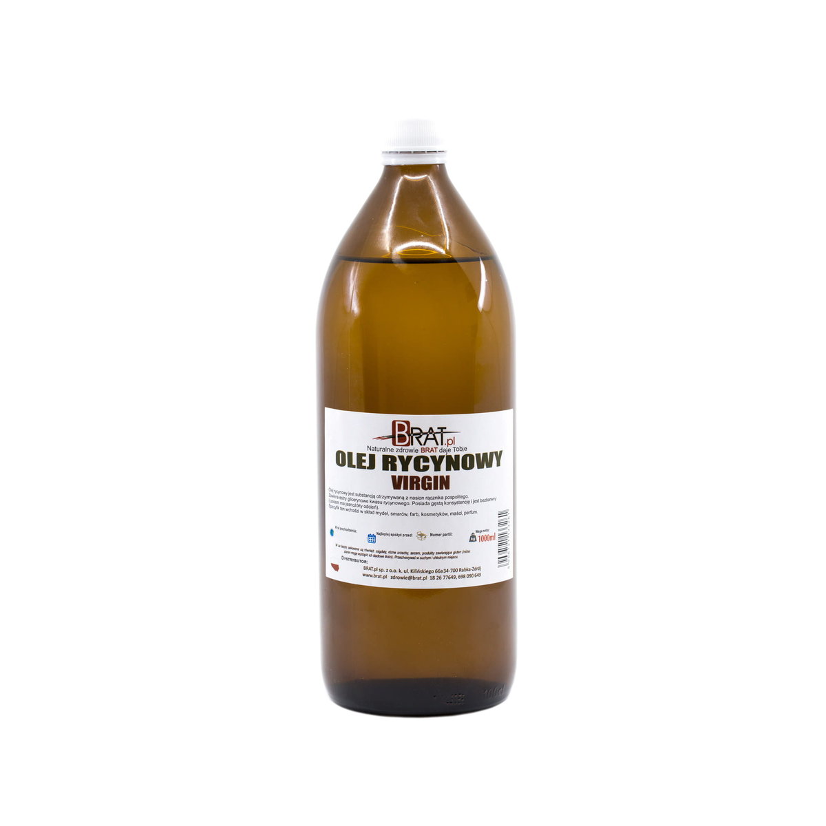 Olej rycynowy 1l naturalny 1000ml Nierafinowany
