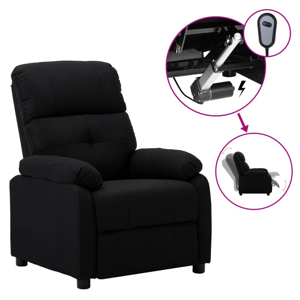 vidaXL Lumarko Elektryczny fotel rozkładany, czarny, obity tkaniną 3073804