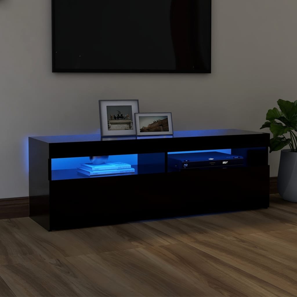 Szafka pod TV z oświetleniem LED, czarna, 120x35x40 cm