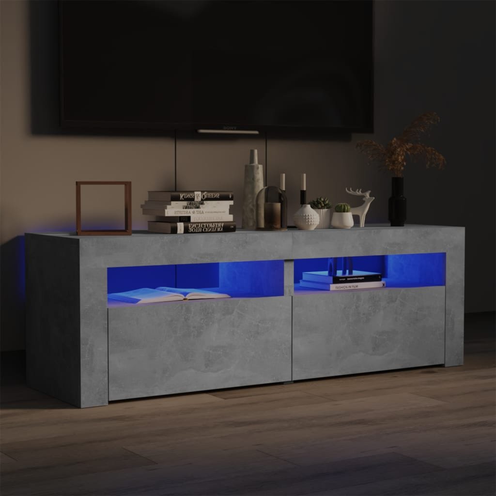 Lumarko Szafka pod TV z oświetleniem LED, szarość betonu, 120x35x40 cm
