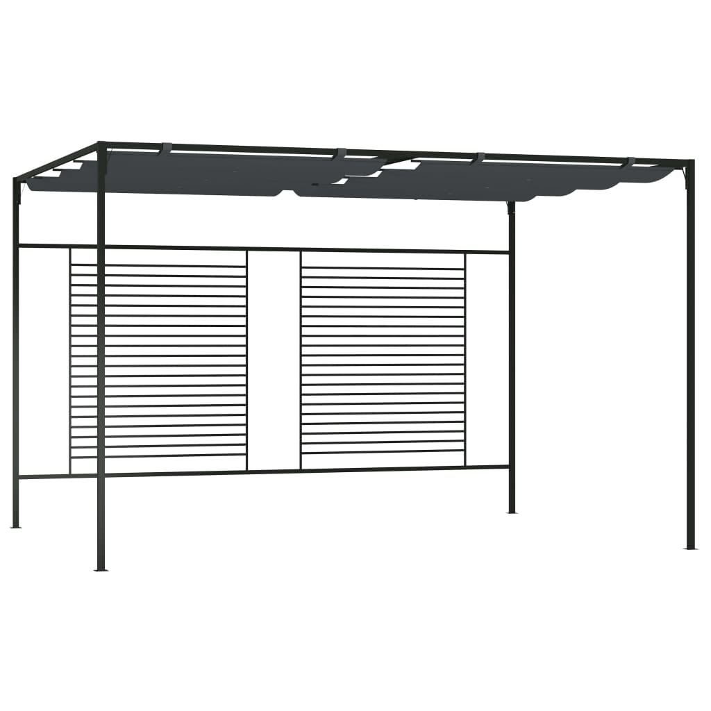 vidaXL Altana ogrodowa ze zwijanym dachem, 4x3x2,3 m, antracytowa