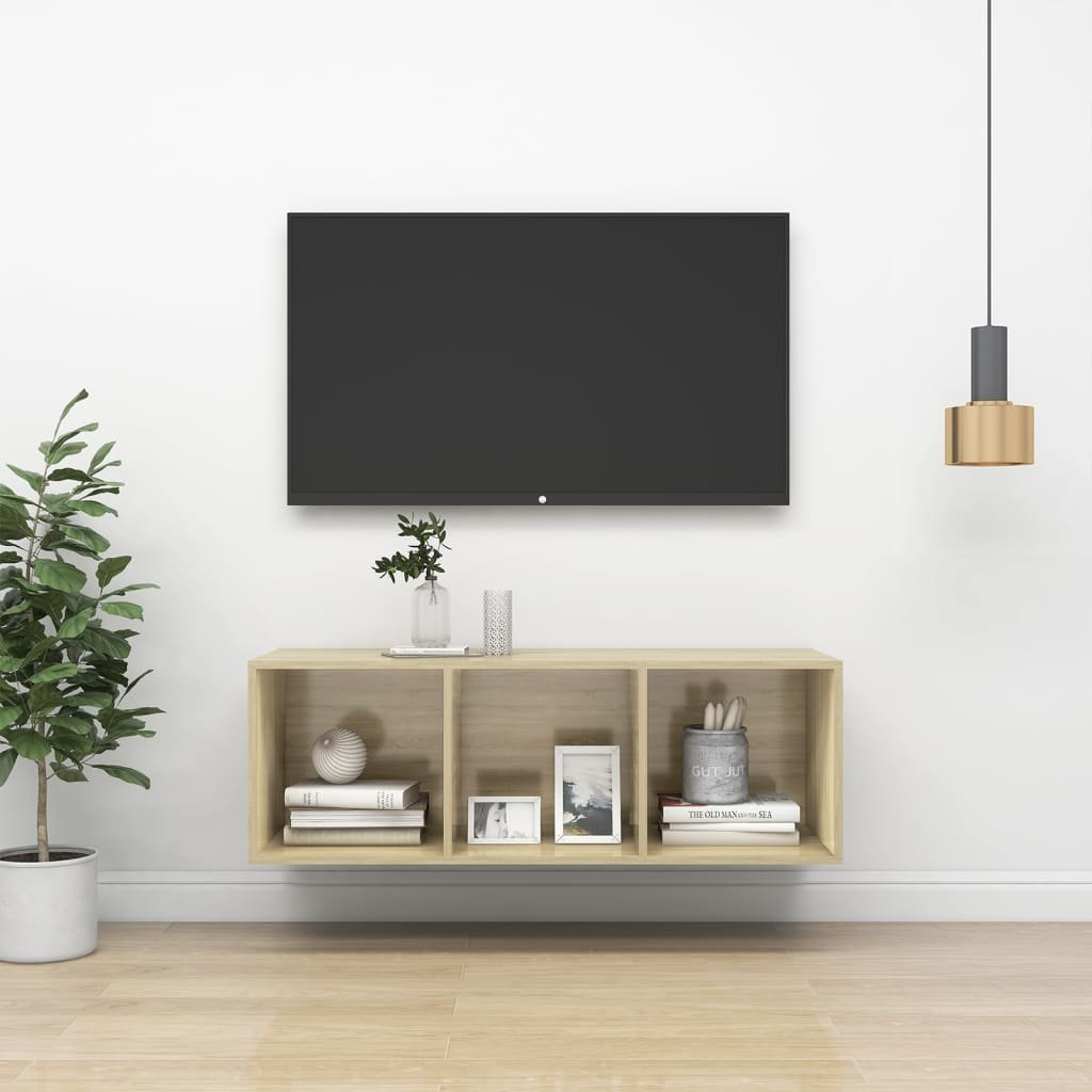 vidaXL Wisząca szafka pod TV kolor dąb sonoma 37x37x107 cm płyta 805483