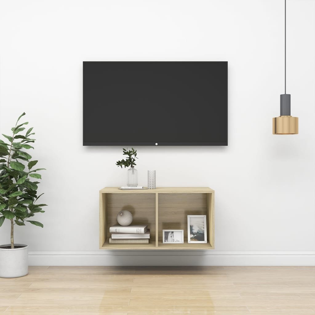 Zdjęcia - Szafka / uchwyt VidaXL Wisząca szafka pod TV, kolor dąb sonoma, 37x37x72 cm, płyta Lumarko! 