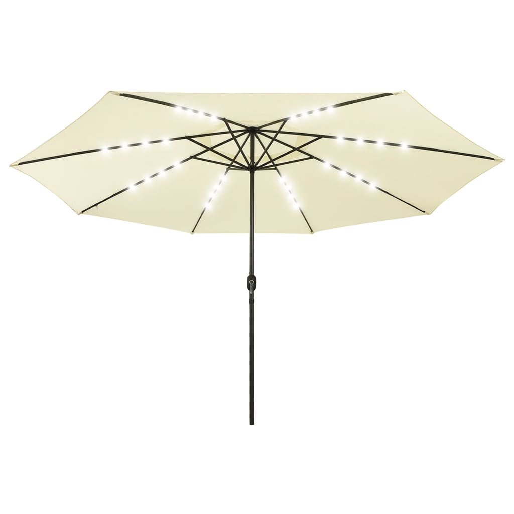 vidaXL Parasol ogrodowy z LED i metalowym słupkiem, 400 cm, piaskowy 312530
