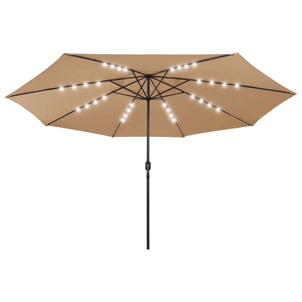 vidaXL Parasol ogrodowy z LED i metalowym słupkiem, 400 cm, taupe 312533