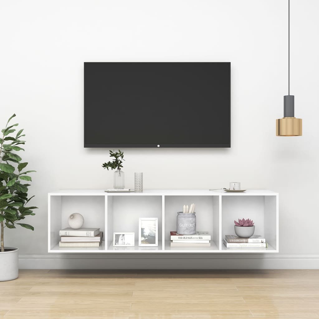vidaXL Wisząca szafka TV biała 37x37x142,5 cm płyta wiórowa 805489