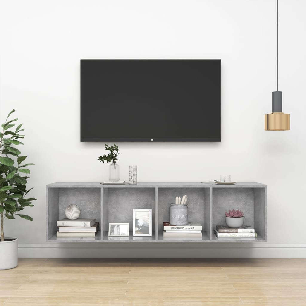 vidaXL Wisząca szafka TV szarość betonu 37x37x142,5 cm płyta 805493