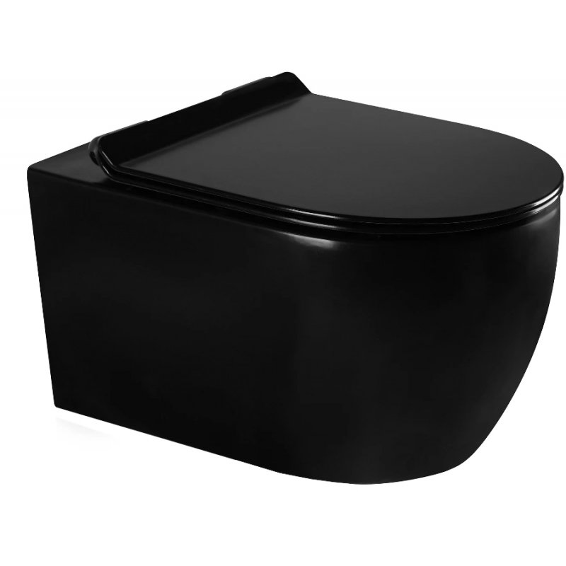 Miska WC Rimless z deską wolnoopadającą slim MEXEN Carmen, czarna matowa