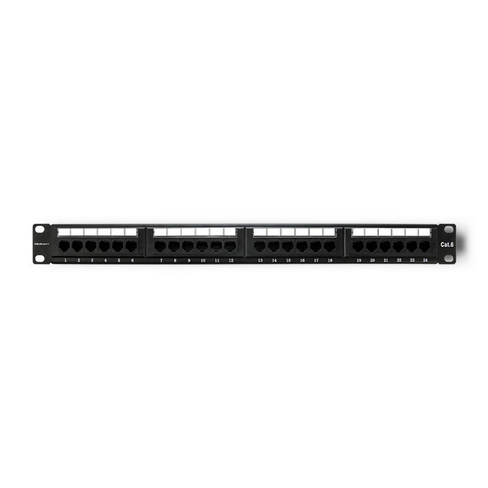 Qoltec Patch panel RACK QOLTEC 24 porty | kat.5E UTP | Czarny 54475