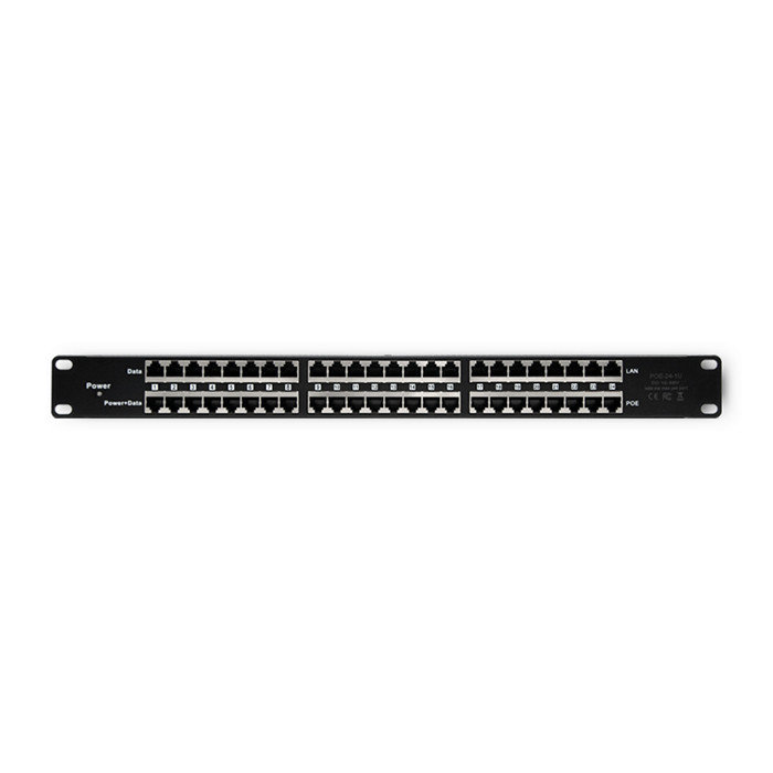 Qoltec Patch panel RACK QOLTEC 48V | 24 porty | Passive PoE Injector | 1000m | Czarny 54477