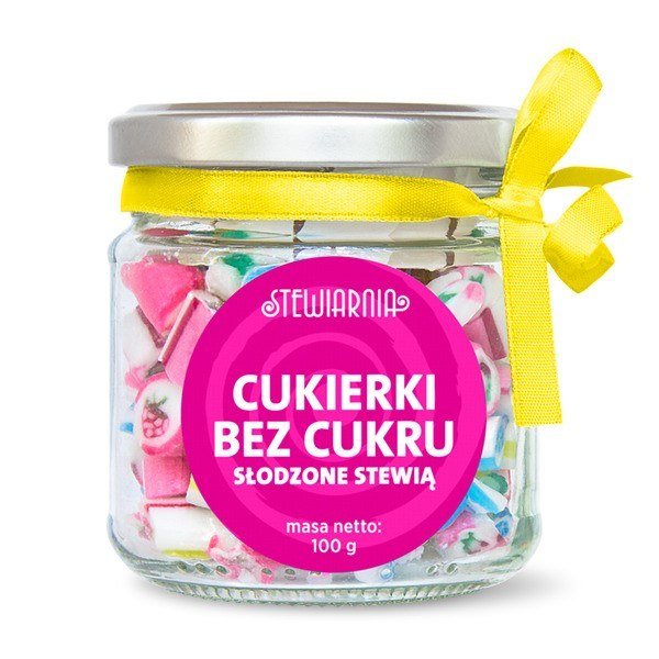 Stewiarnia Cukierki w słoiczku bez cukru 100g -