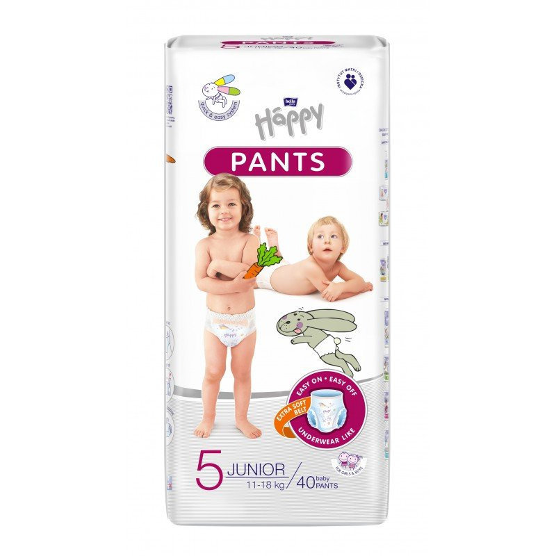 Bella Baby Happy Pieluchomajtki dla dzieci Happy Pants Junior 11-18 kg 40 szt. Folia |   BB-055-JU40-002
