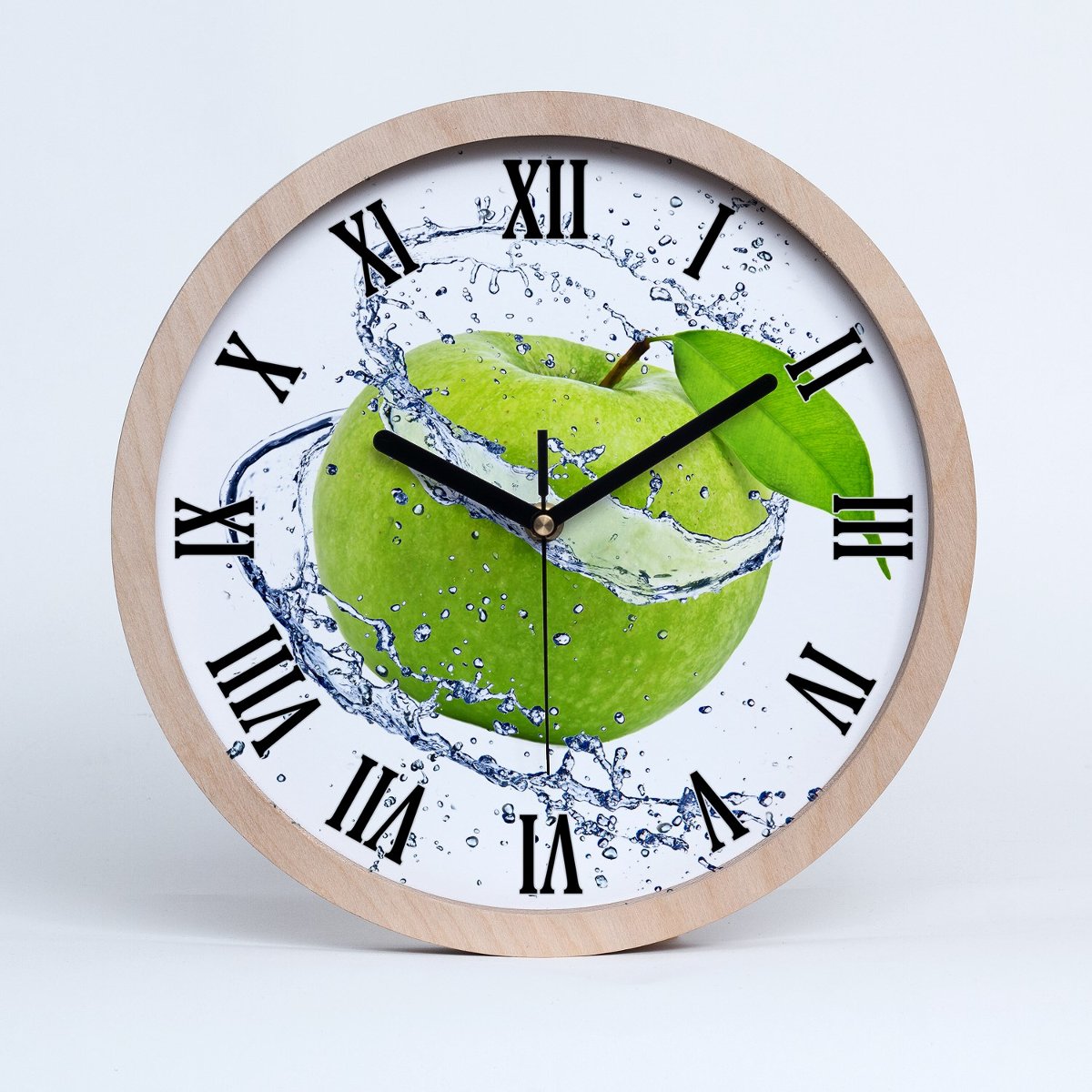 Zegar drewniany rzymski zielone jabłko fi 30 cm, Tulup