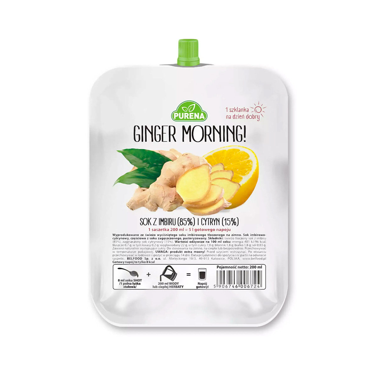 Purena Ginger Morning - Super Shot 100% koncentrat z imbi