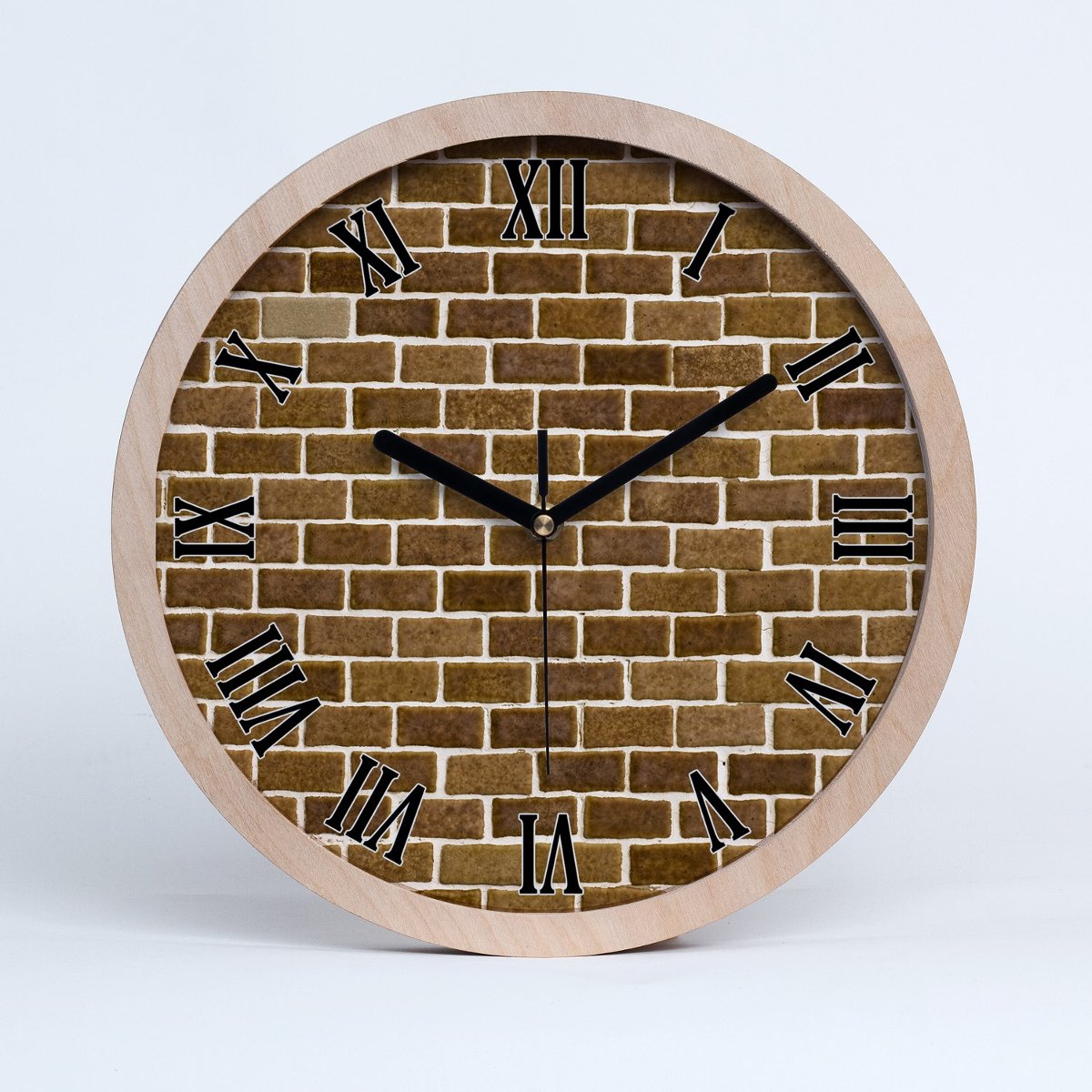 Zegar drewniany rzymski ceglana ściana fi 30 cm, Tulup
