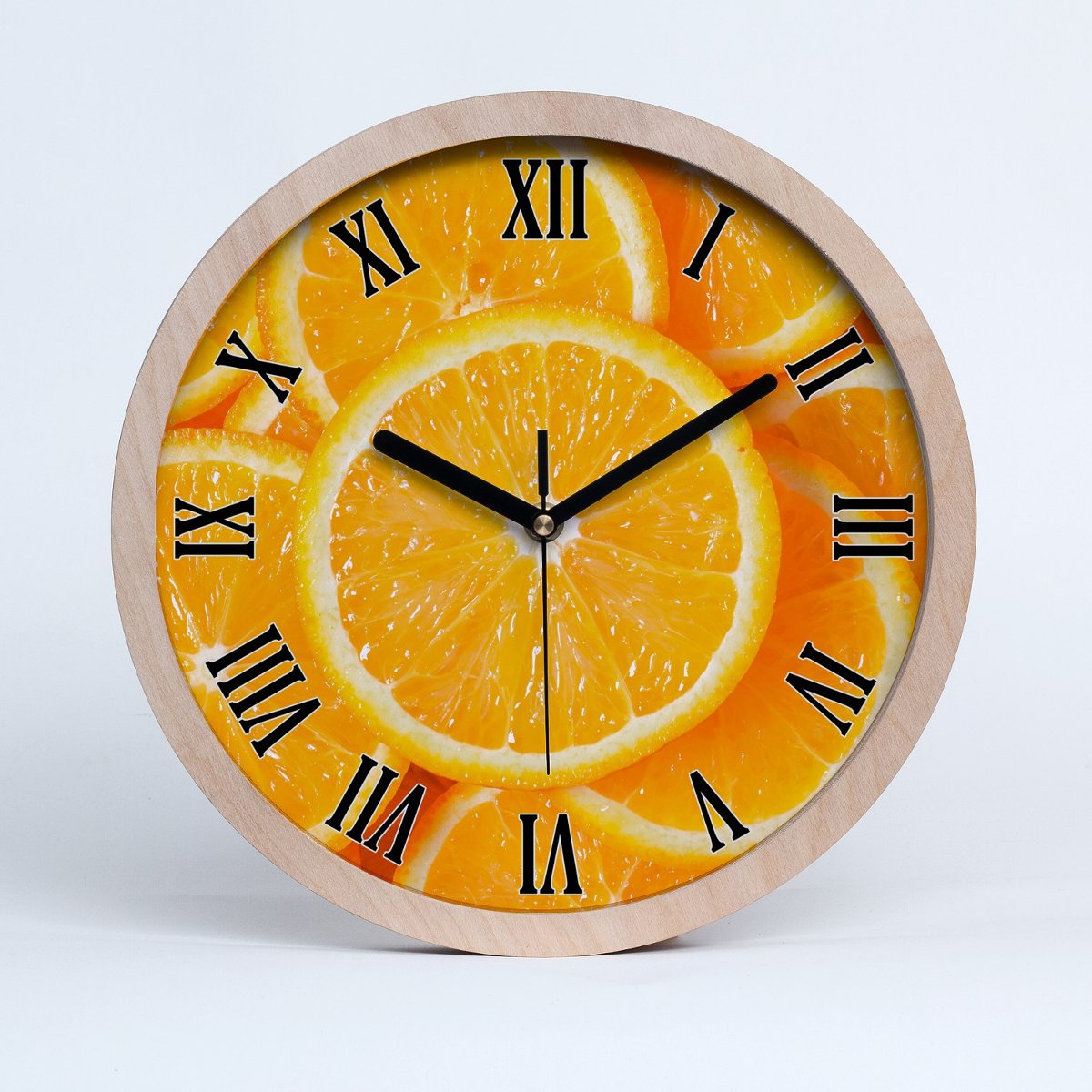 Zegar drewniany okrągły plastry pomarańczy fi 30, Tulup