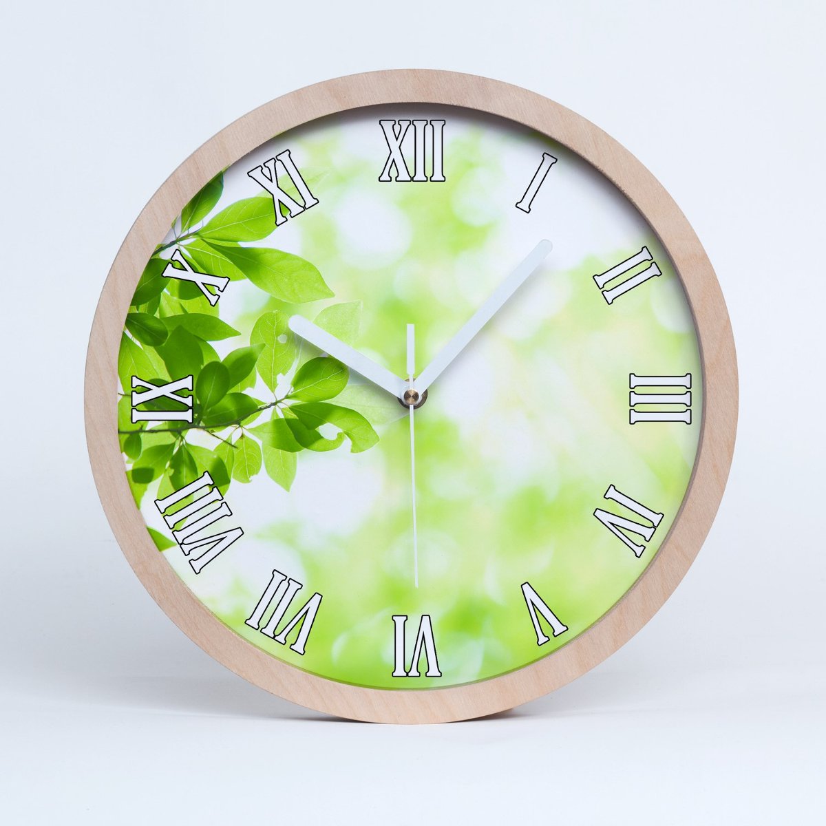 Zegar ścienny drewniany rzymski liście fi 30 cm, Tulup