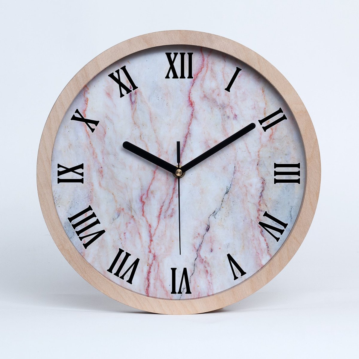 Zegar ścienny drewniany rzymski marmur fi 30 cm, Tulup