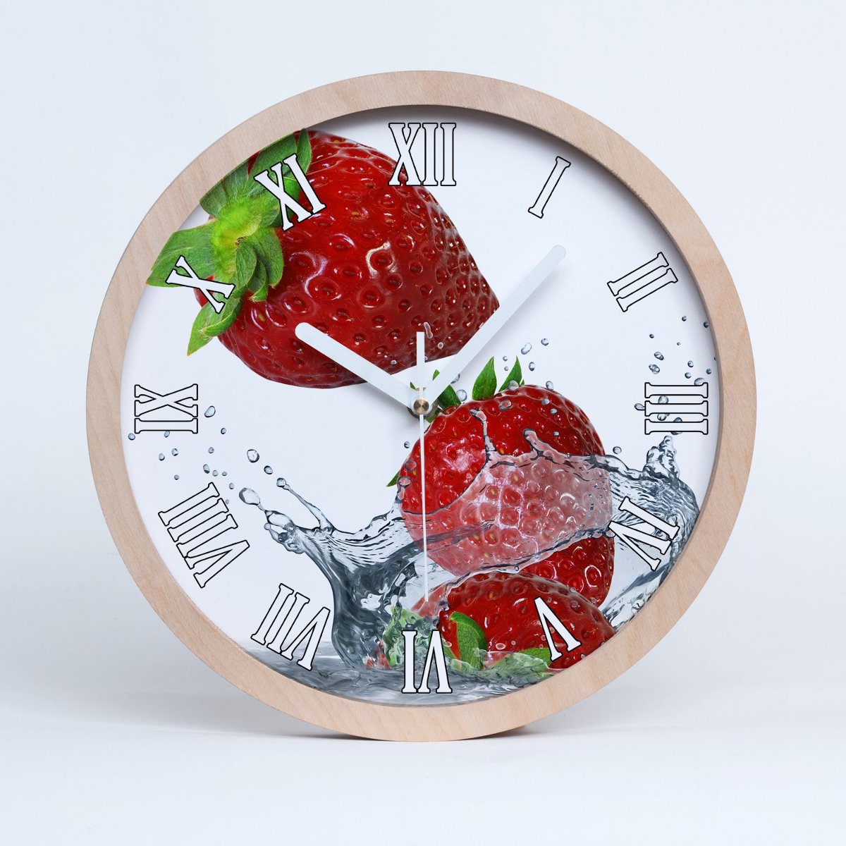Zegar drewniany rzymski truskawki i woda fi 30 cm, Tulup