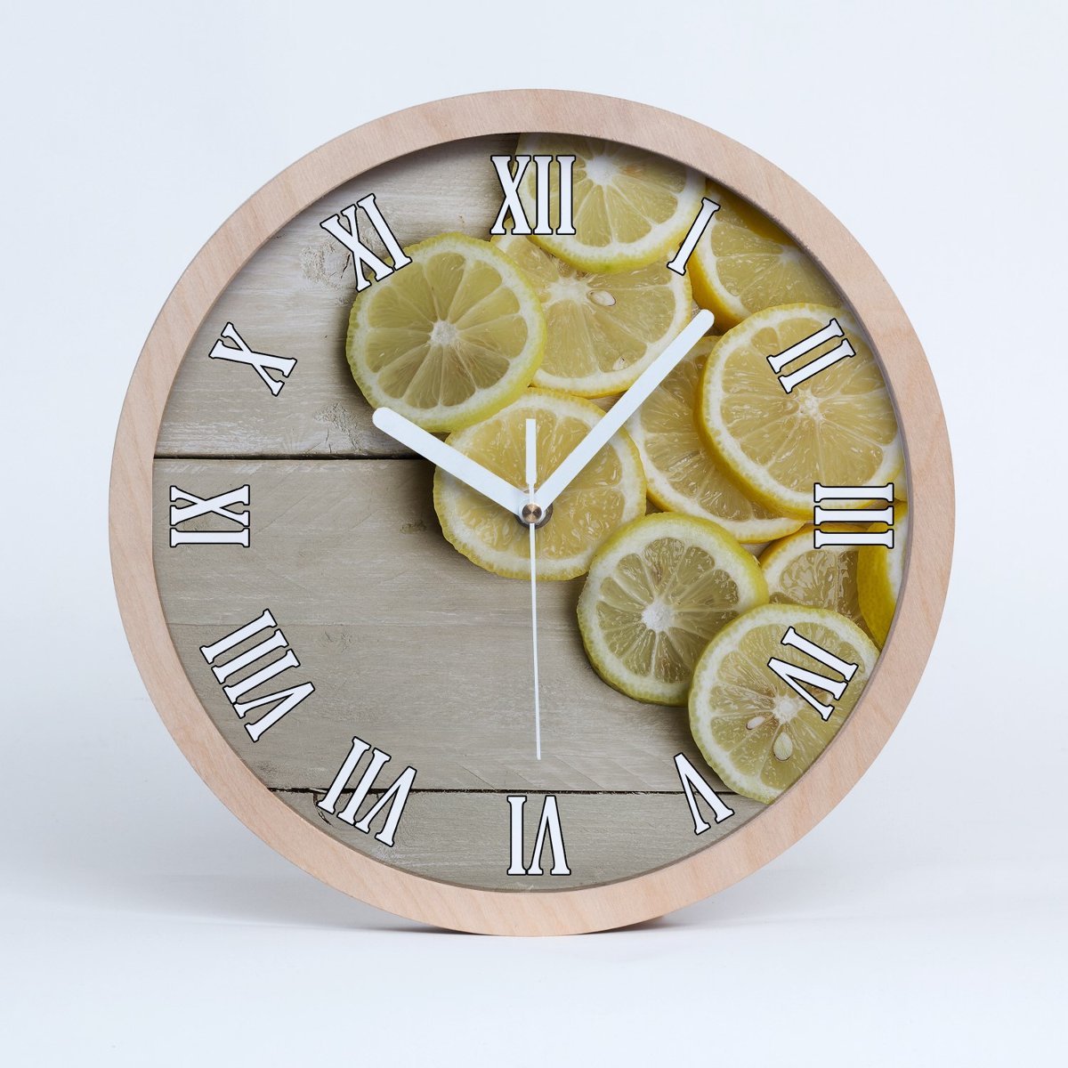 Zegar drewniany rzymski cytryny drewno fi 30 cm, Tulup
