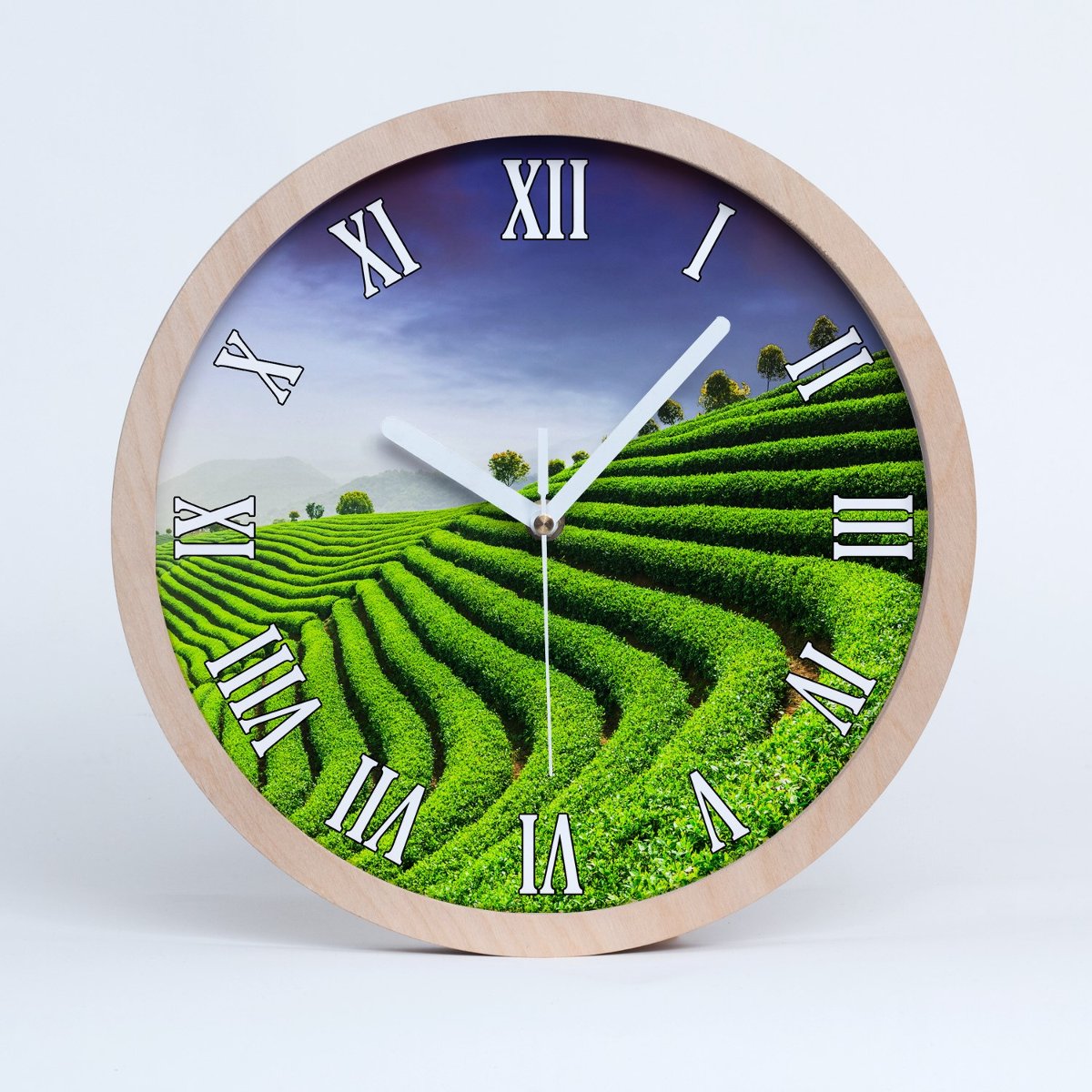 Zegar drewniany rzymski plantacja herbaty fi 30, Tulup