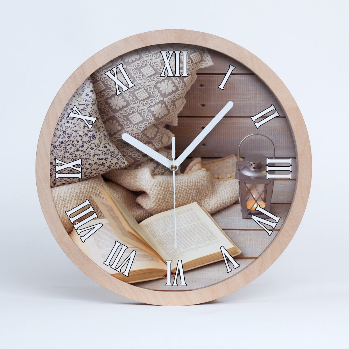 Zegar drewniany rzymski relaks przy książce fi 30, Tulup