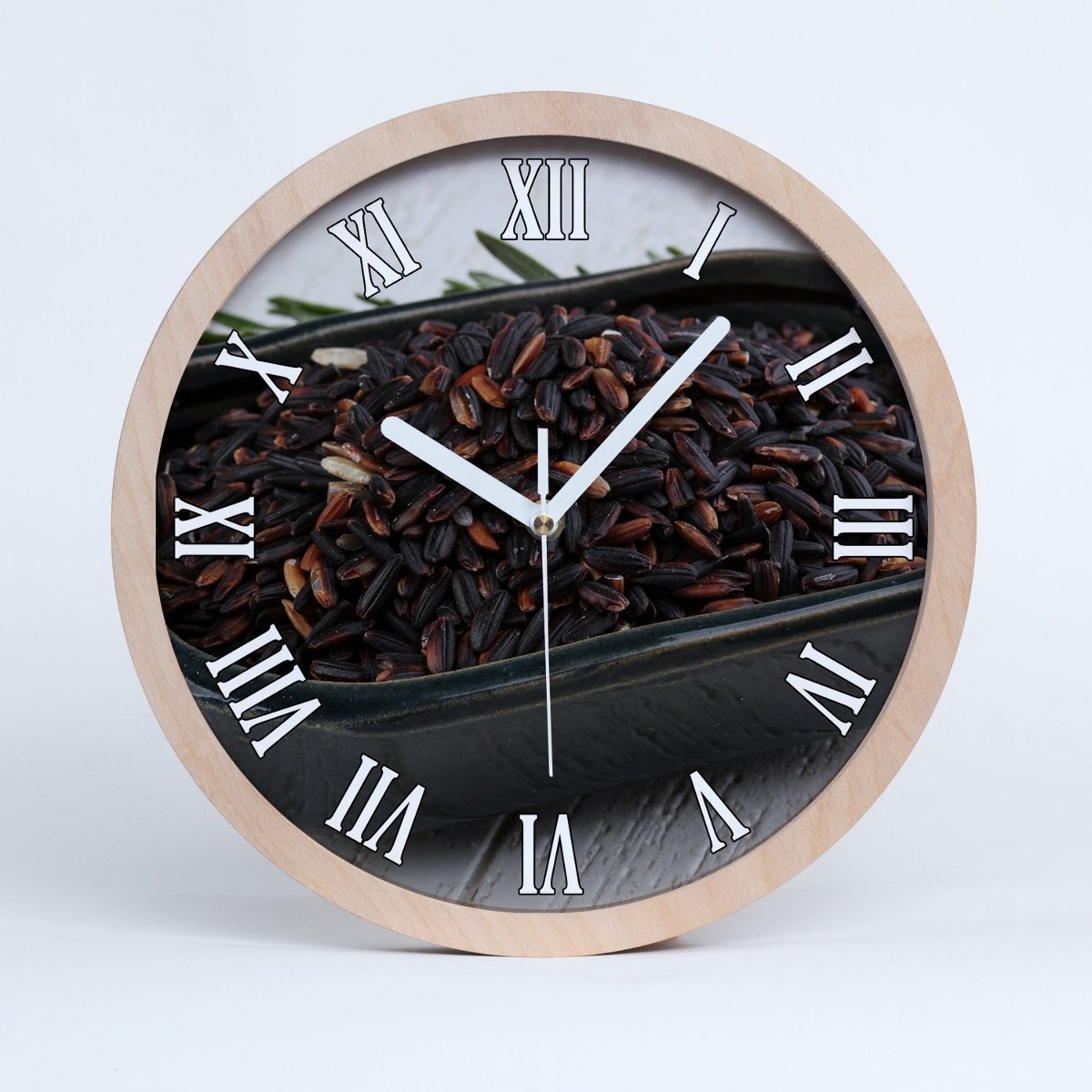 Zegar drewniany rzymski dziki ryż w misce fi 30, Tulup