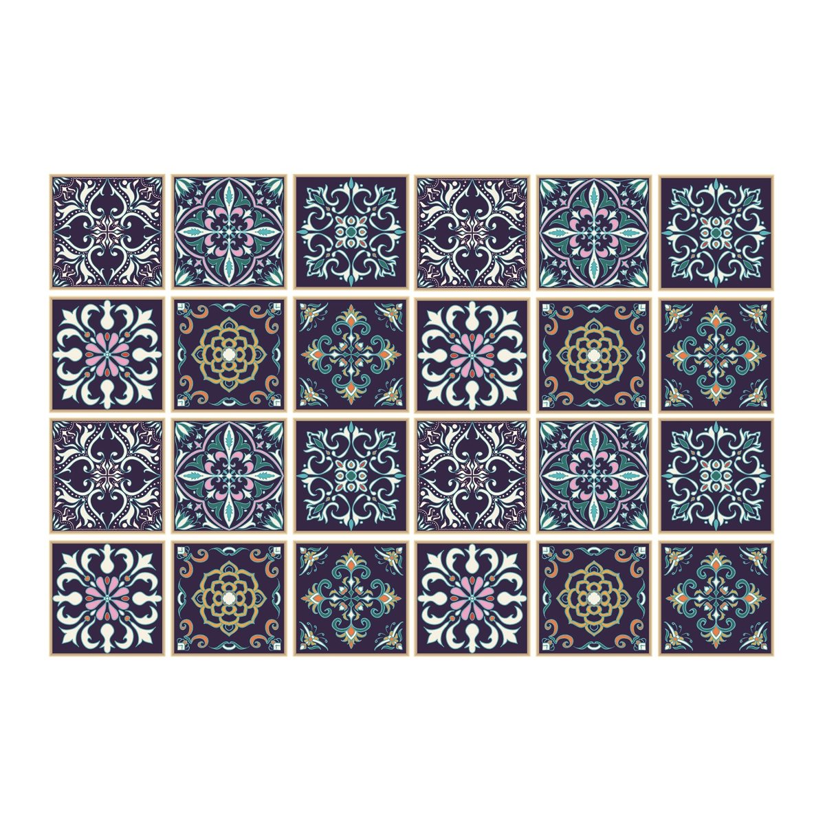 Naklejki na płytki 24szt kolorowy kolaż 20x20 cm, Coloray