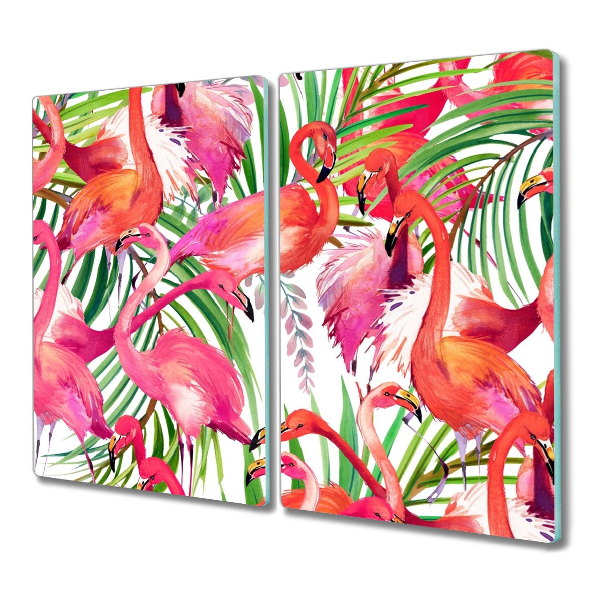 Deska ze szkła 2x30x52 Flamingi liście do krojenia, Coloray