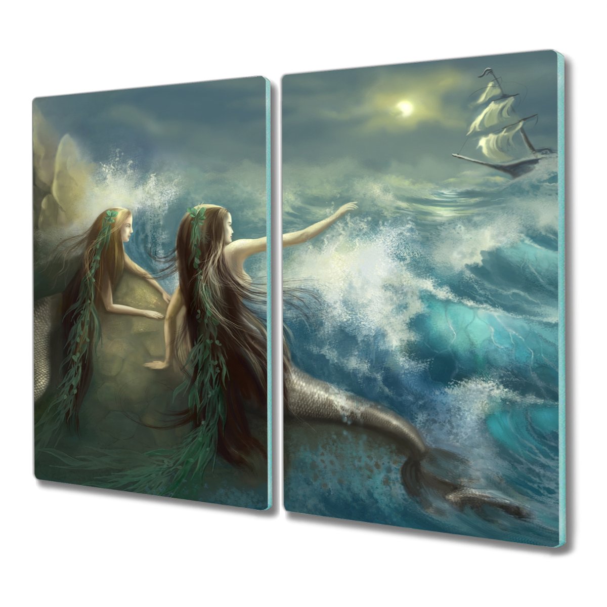 Deska ze szkła 2x30x52 Syreny ocean statek burza, Coloray