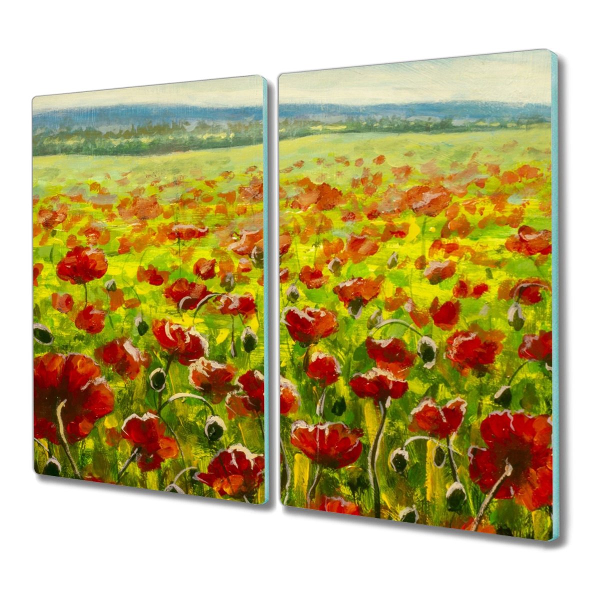 Deska 2x30x52 Malarstwo kwiaty łąka maki z grafiką, Coloray