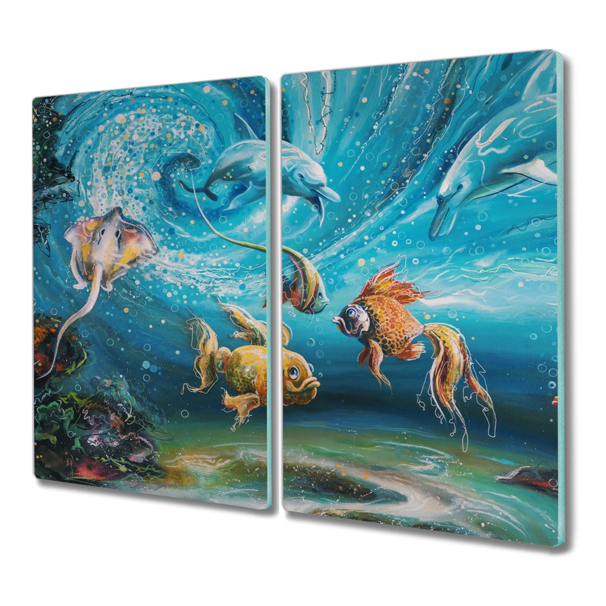 Deska 2x30x52 Malarstwo zwierzęta ryby do krojenia, Coloray