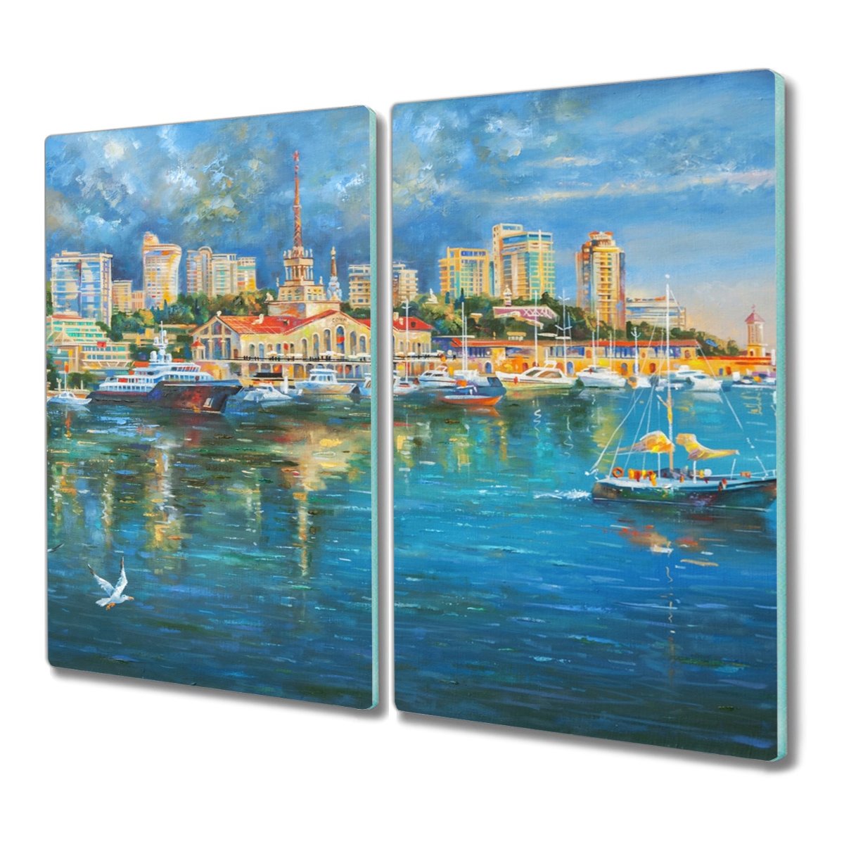 Deska 2x30x52 Miasto port statki morze do krojenia, Coloray