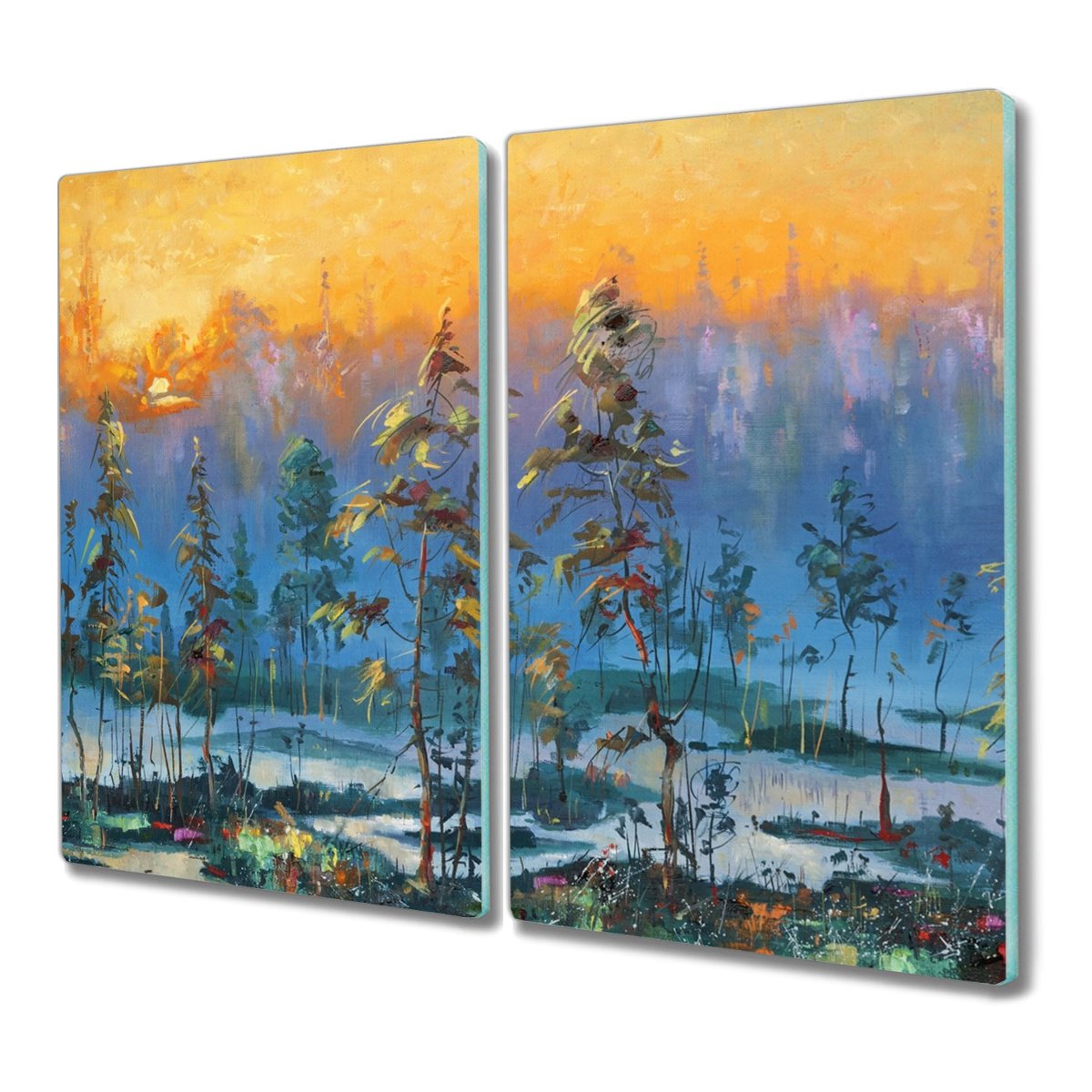Deska ze szkła 2x30x52 Malarstwo las zachód słońca, Coloray