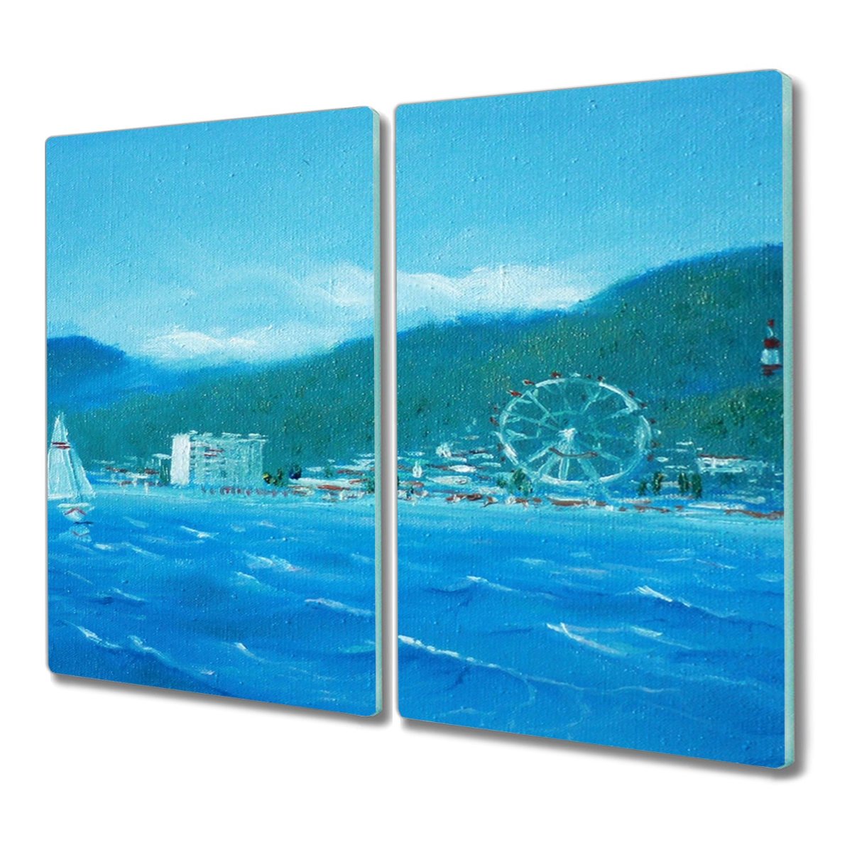 Deska 2x30x52 cm Malarstwo miasto góra na prezent, Coloray
