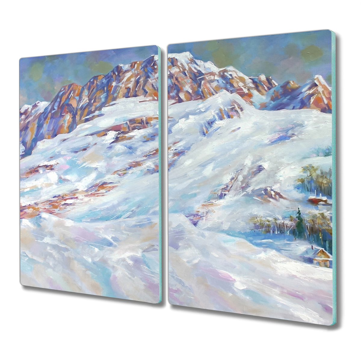 Deska 2x30x52 Malarstwo zima góry śnieg nowoczesna, Coloray