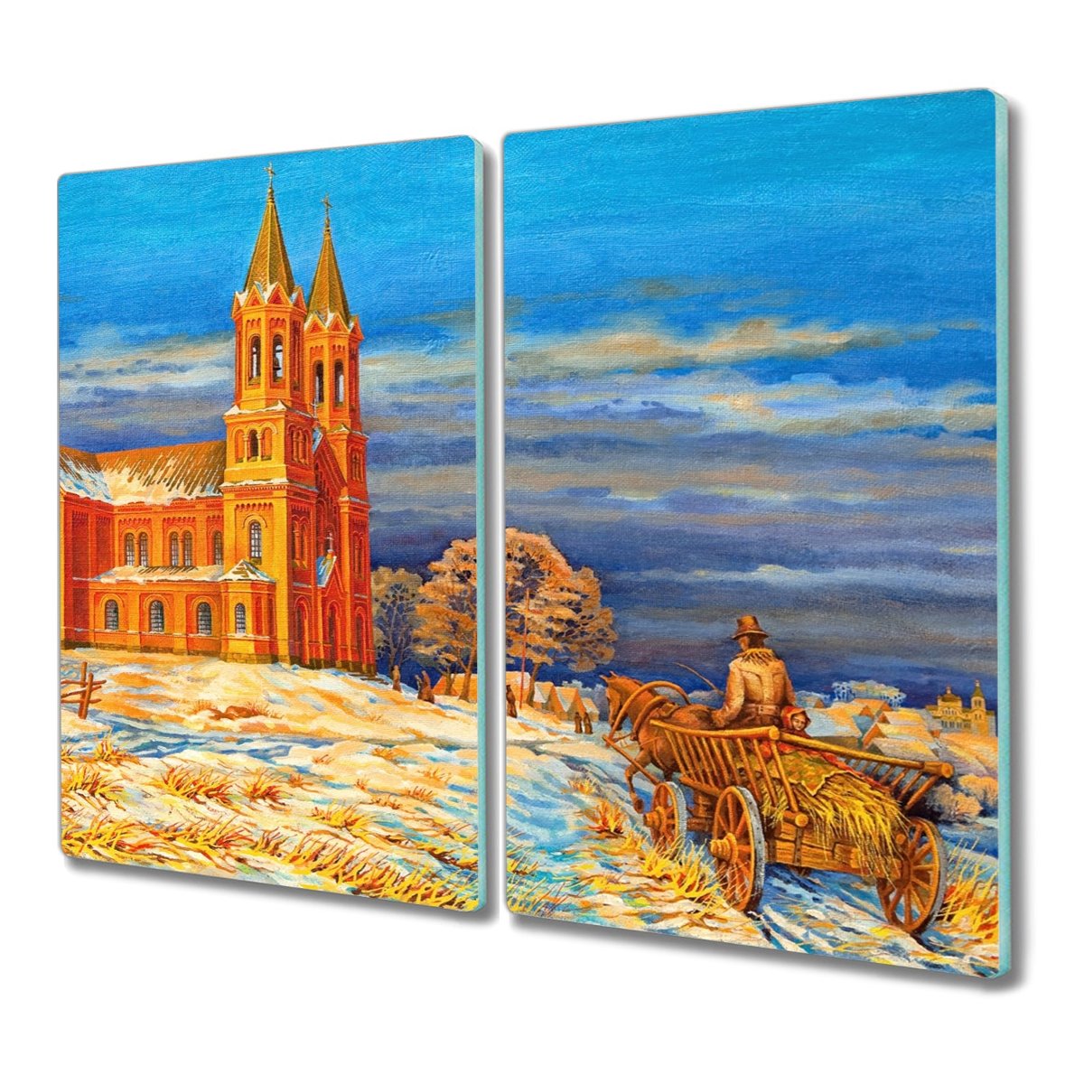Szklana deska 2x30x52 cm Katedra wieś z nadrukiem, Coloray
