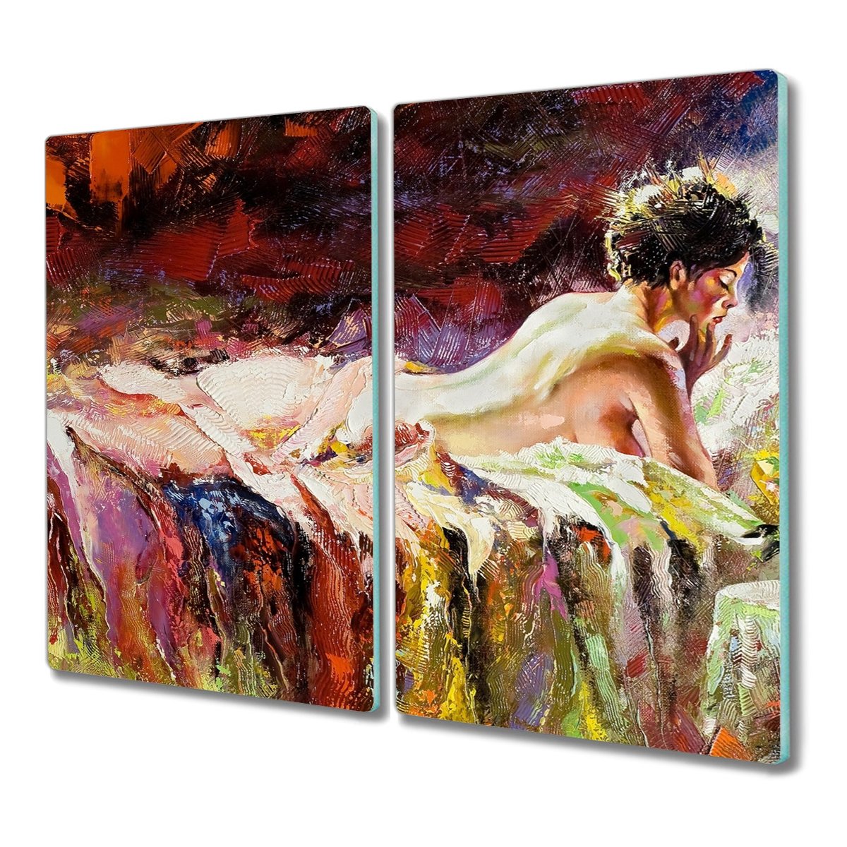 Deska szkło 2x30x52 Łóżko kobiety kwiaty kuchenna, Coloray