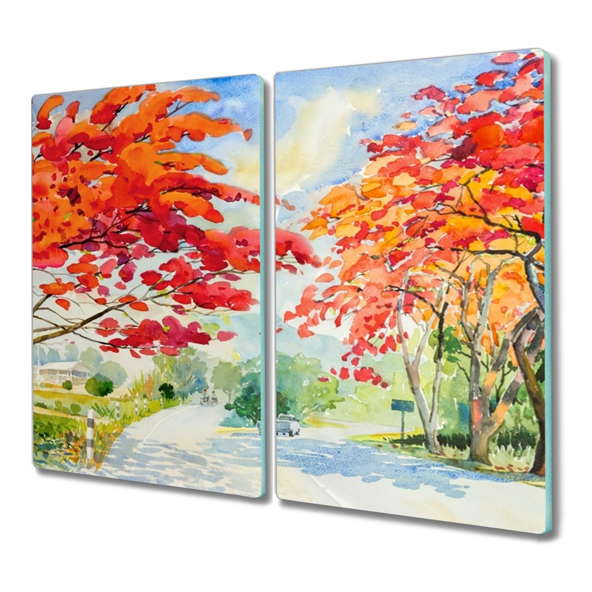 Deska 2x30x52 Drzewa kwiaty droga niebo nowoczesna, Coloray
