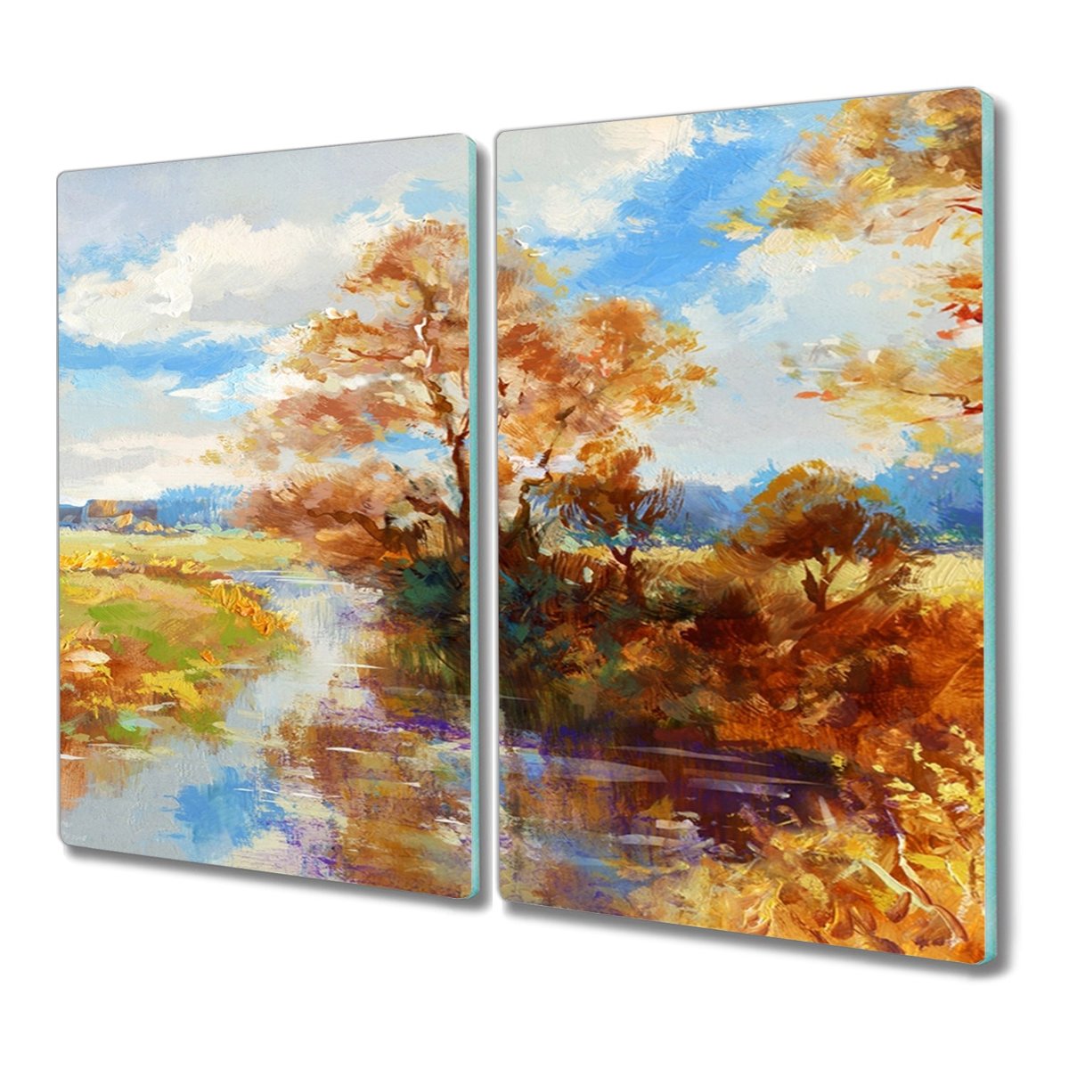 Deska szkło 2x30x52 Drzewa rzeka niebo z grafiką, Coloray