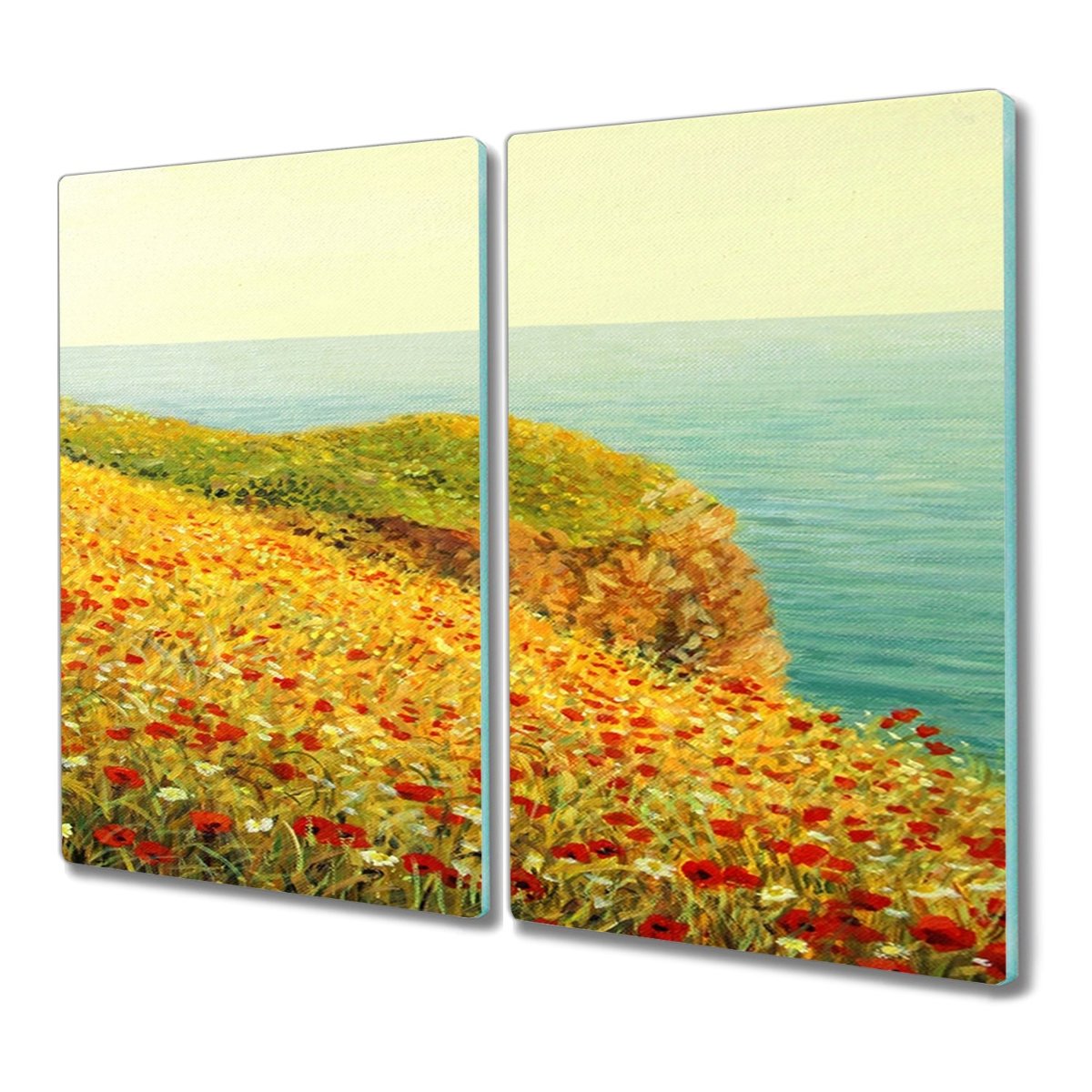 Szklana deska 2x30x52 Kwiaty wybrzeże klif morze, Coloray