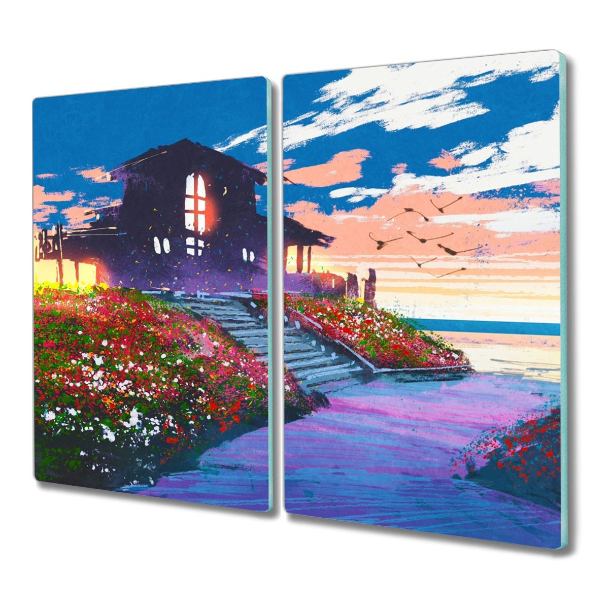 Deska ze szkła 2x30x52 cm Kwiaty niebo z nadrukiem, Coloray