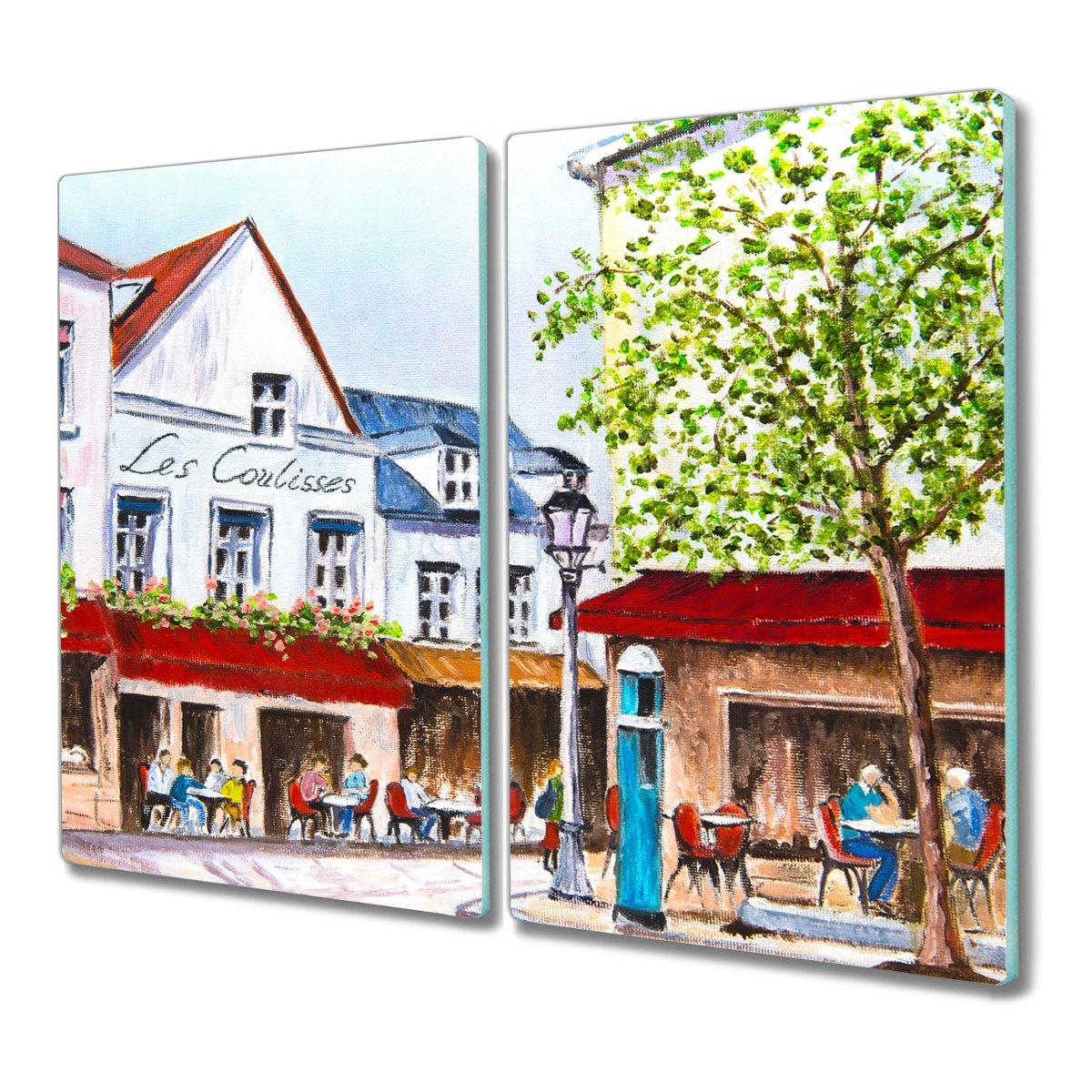 Deska 2x30x52 cm Miasto kawiarnia drzewo z grafiką, Coloray