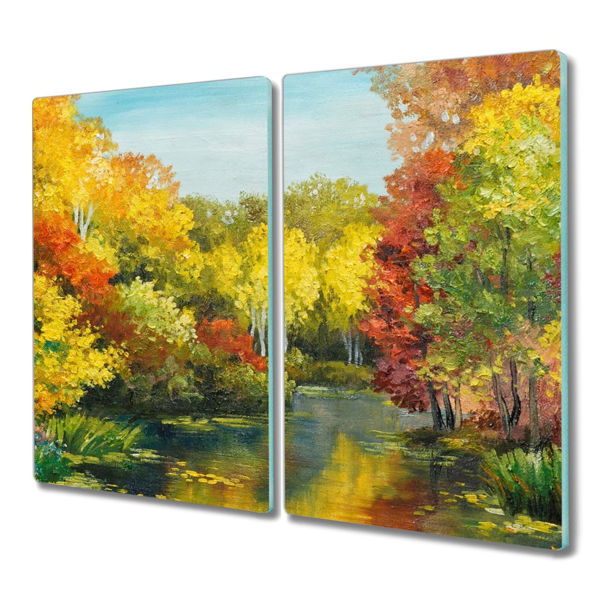 Deska 2x30x52 cm Las rzeka drzewa niebo z grafiką, Coloray