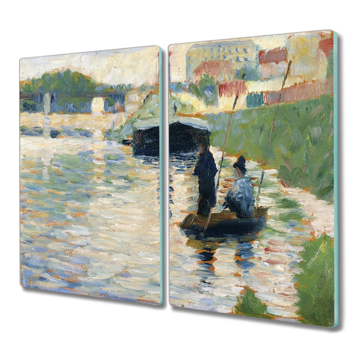 Deska ze szkła 2x30x52 Czarna krowa na łące Seurat, Coloray