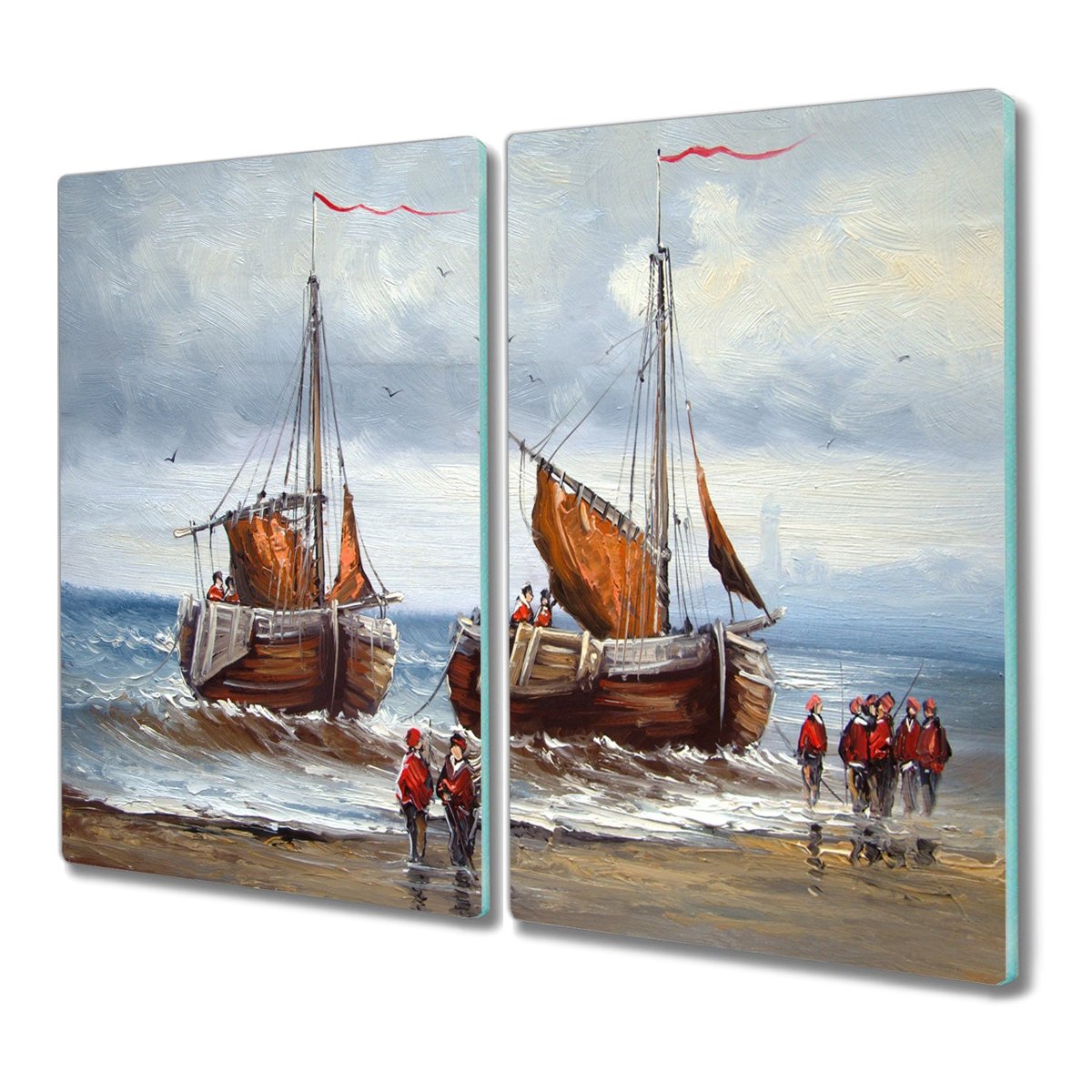 Deska 2x30x52 cm Wieś chmury kwiaty maki z grafiką, Coloray