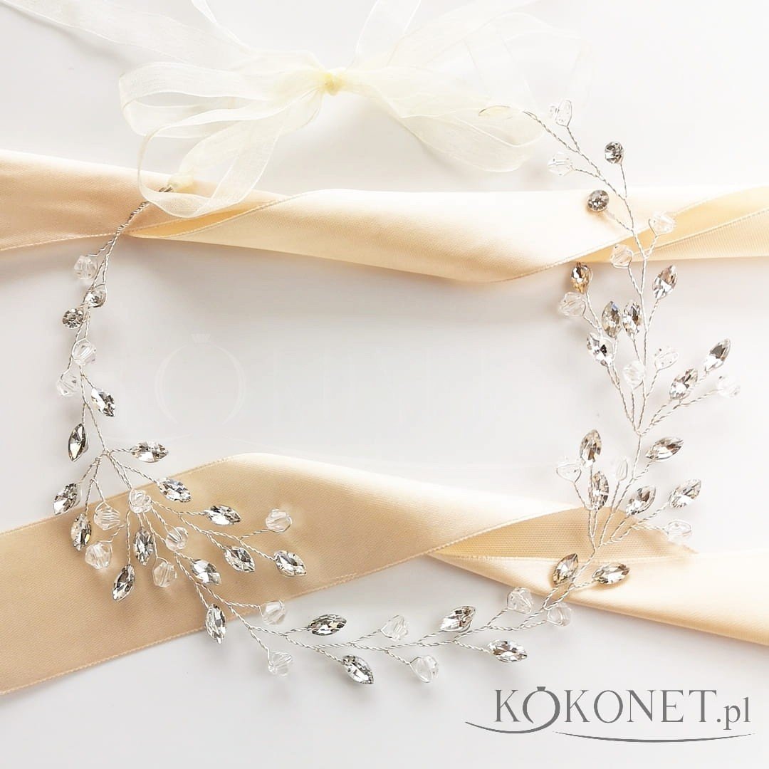 Gałązka ślubna z cyrkoniami srebrna